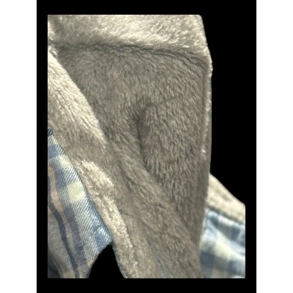 LL Bean Shirt Women XSmall Blue Flannel Sherpa Fleece Lined Snap Up Hike Shacket - Picture 5 of 5